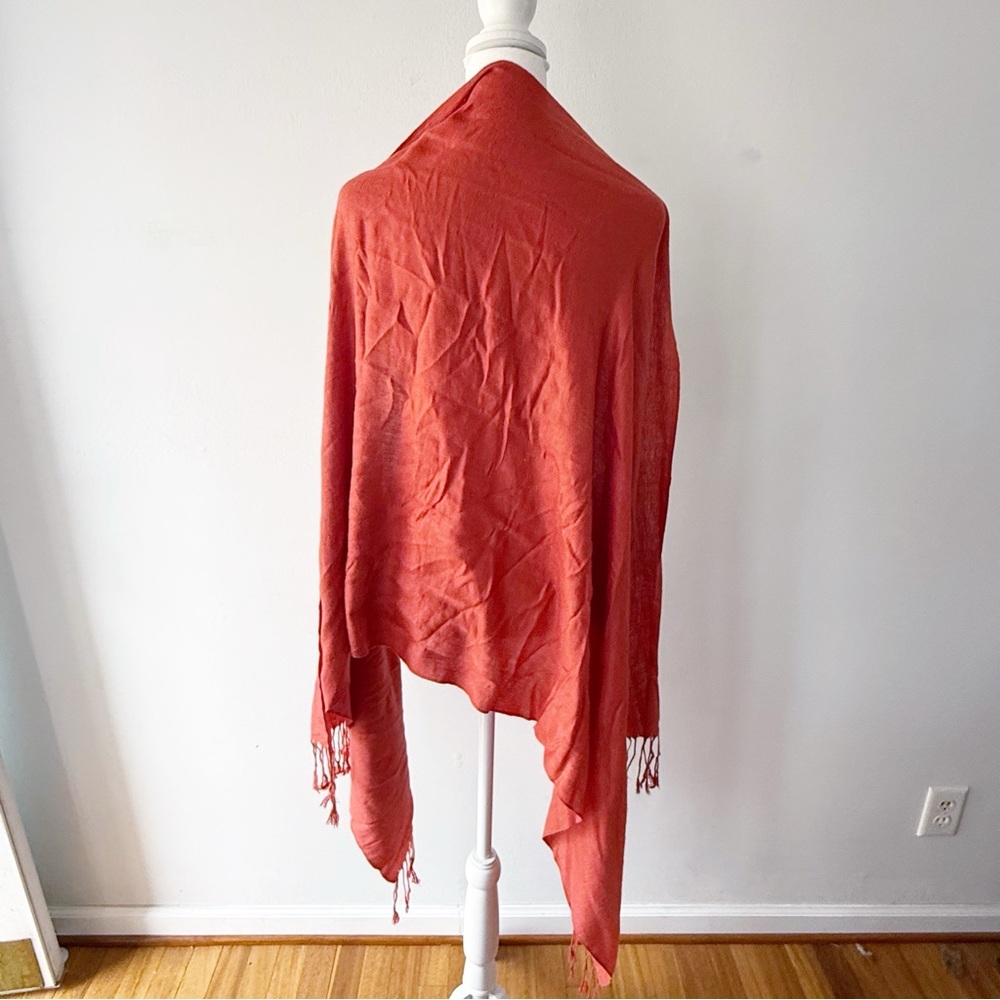 Pashmina Women Silk Blend Scarf Wrap Event Casual Office Orange Quiet Luxury